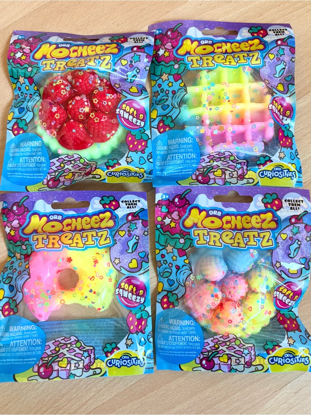 Set of 4 Taba Squishy Food Treats Sensory Stress Balls ORB Mocheez Treatz *NEW*
